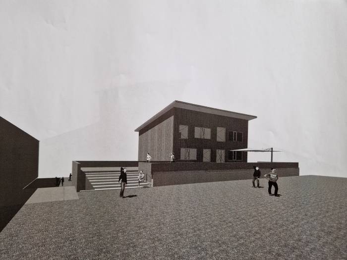 Ein Entwurf des neuen Schulhauses in Strada.
