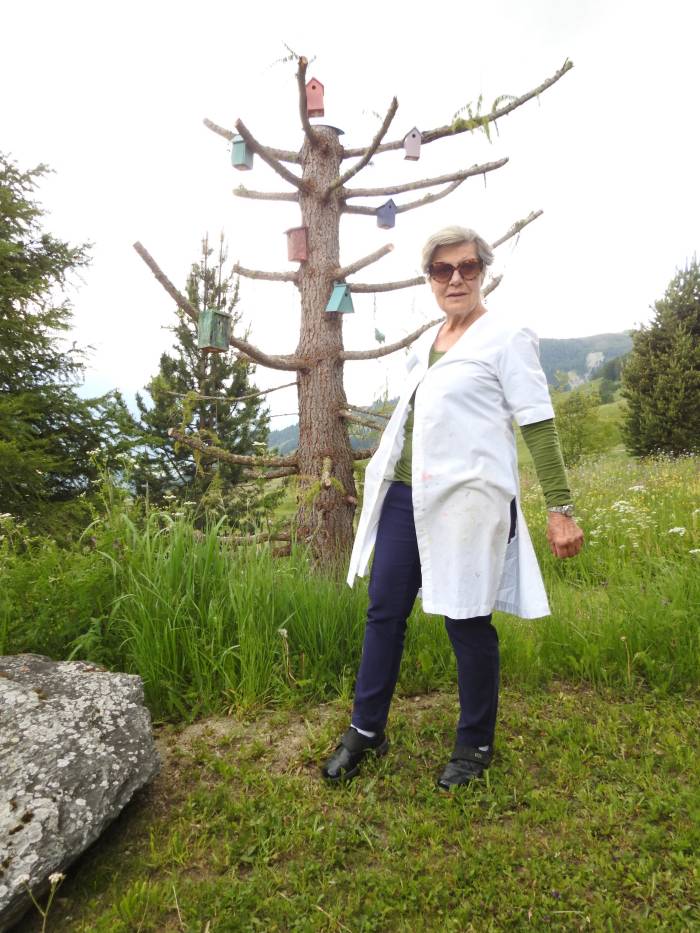 Der Baum im Hintergrund war quasi der Ursprung der Werkschau von Heidi Kny.